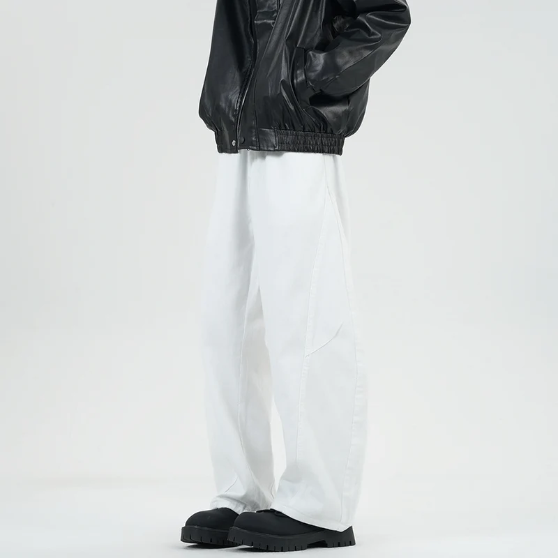 Herren Weite Stonewashed-Paneel-Denimhose mit tiefem Schritt und markanten Ziernähten Nord Taschen