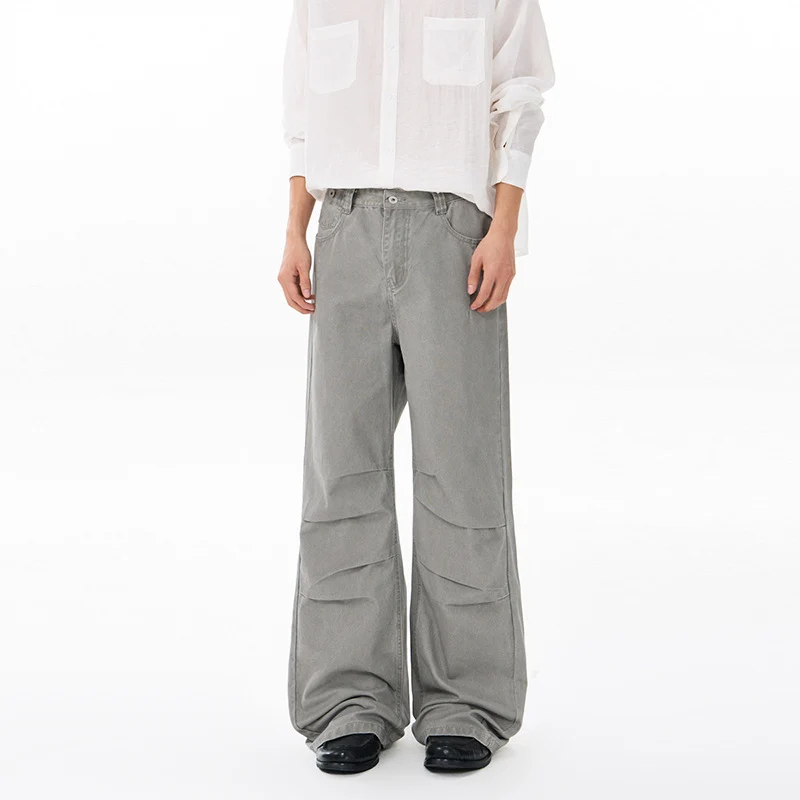 Herren Weite Relaxed-Twill-Hose mit tiefem Schritt, bodenlanger Silhouette und Gürtelschlaufen Nord Taschen