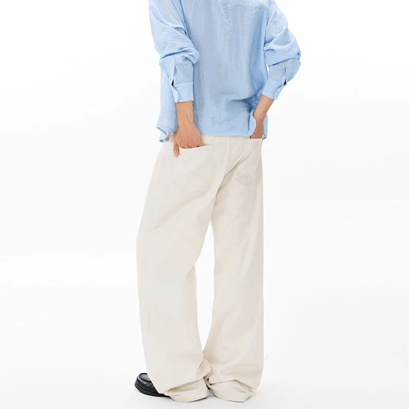 Herren Weite Relaxed-Twill-Hose mit tiefem Schritt, bodenlanger Silhouette und Gürtelschlaufen Nord Taschen