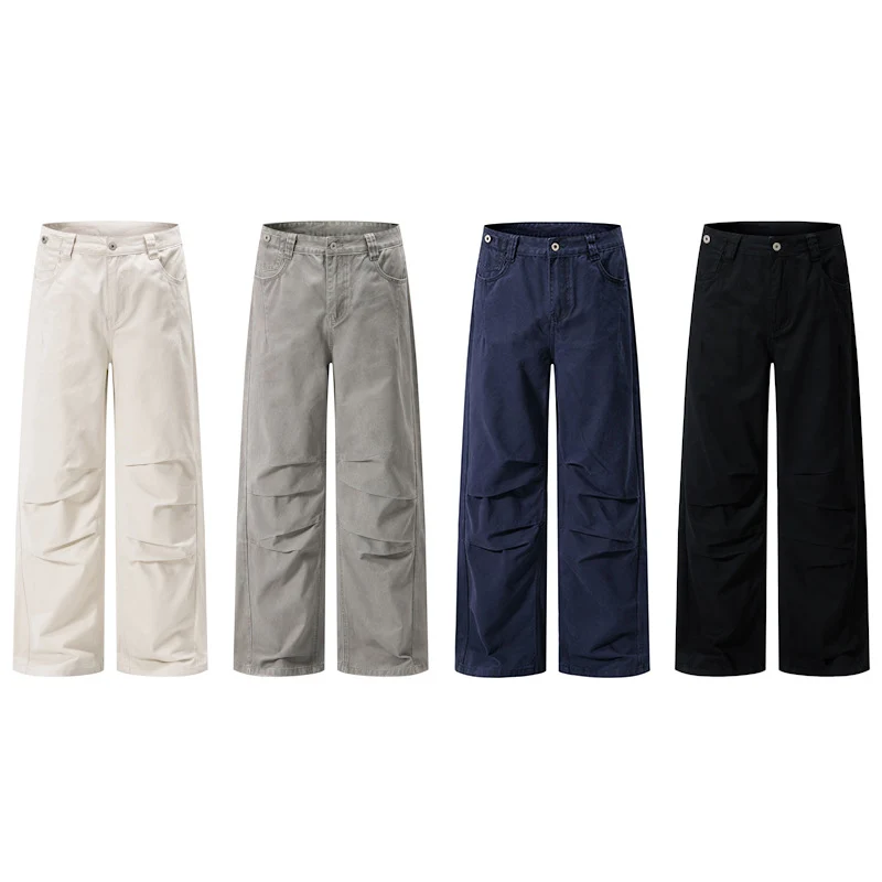 Herren Weite Relaxed-Twill-Hose mit tiefem Schritt, bodenlanger Silhouette und Gürtelschlaufen Nord Taschen