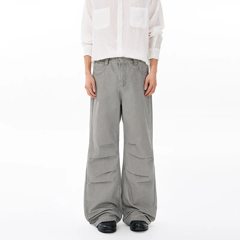 Herren Weite Relaxed-Twill-Hose mit tiefem Schritt, bodenlanger Silhouette und Gürtelschlaufen Nord Taschen