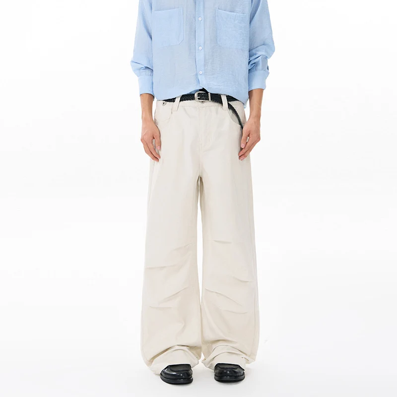 Herren Weite Relaxed-Twill-Hose mit tiefem Schritt, bodenlanger Silhouette und Gürtelschlaufen Nord Taschen
