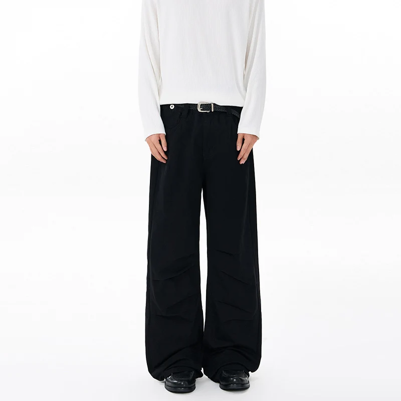 Herren Weite Relaxed-Twill-Hose mit tiefem Schritt, bodenlanger Silhouette und Gürtelschlaufen Nord Taschen