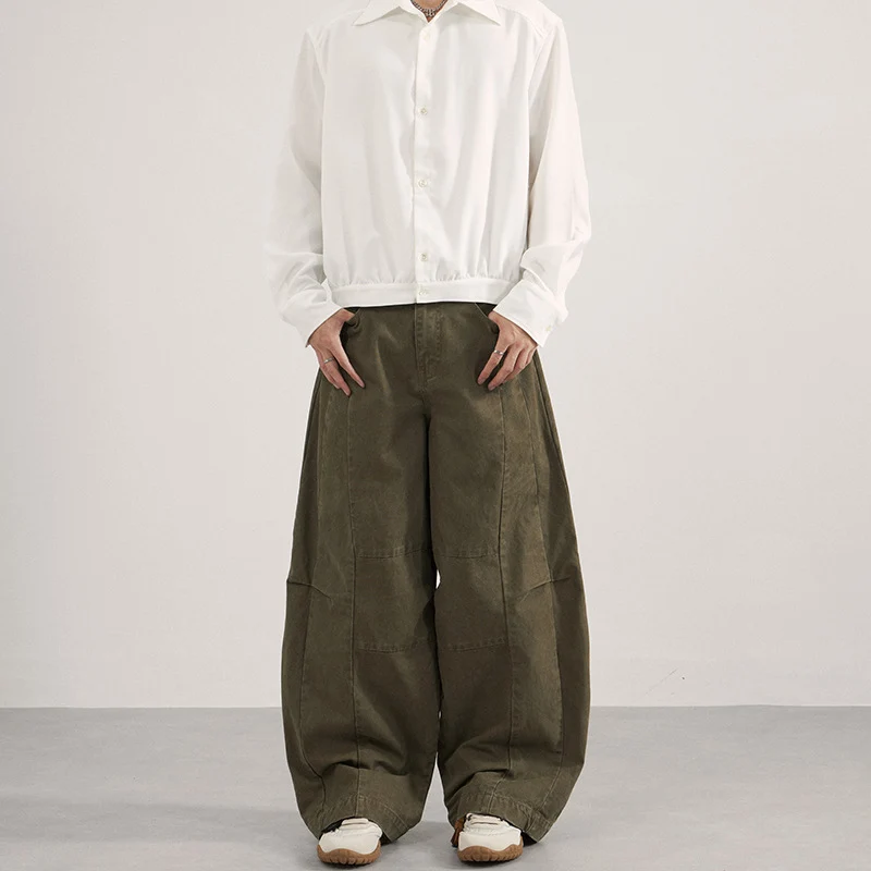 Herren Weite Paneel-Twill Palazzohose im Utility-Look Nord Taschen