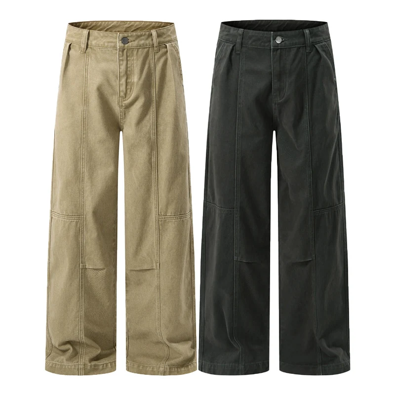 Herren Weite Paneel-Twill-Hose im Workwear-Look mit Knieabnähern Nord Taschen