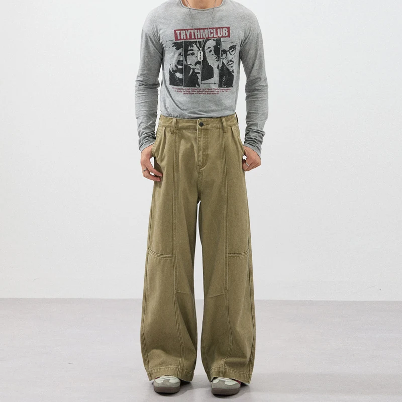 Herren Weite Paneel-Twill-Hose im Workwear-Look mit Knieabnähern Nord Taschen
