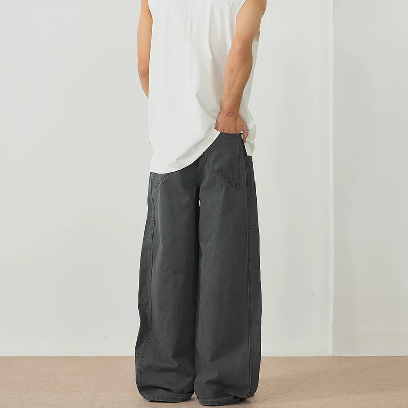 Herren Weite Paneel‑Palazzohose mit Workwear‑Nähten und tiefem Schritt Nord Taschen