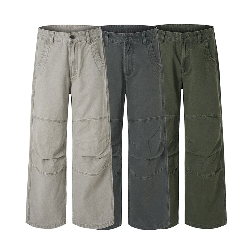 Herren Weite Paneel-Baggyhose aus Baumwoll-Twill mit Knieabnähern Nord Taschen