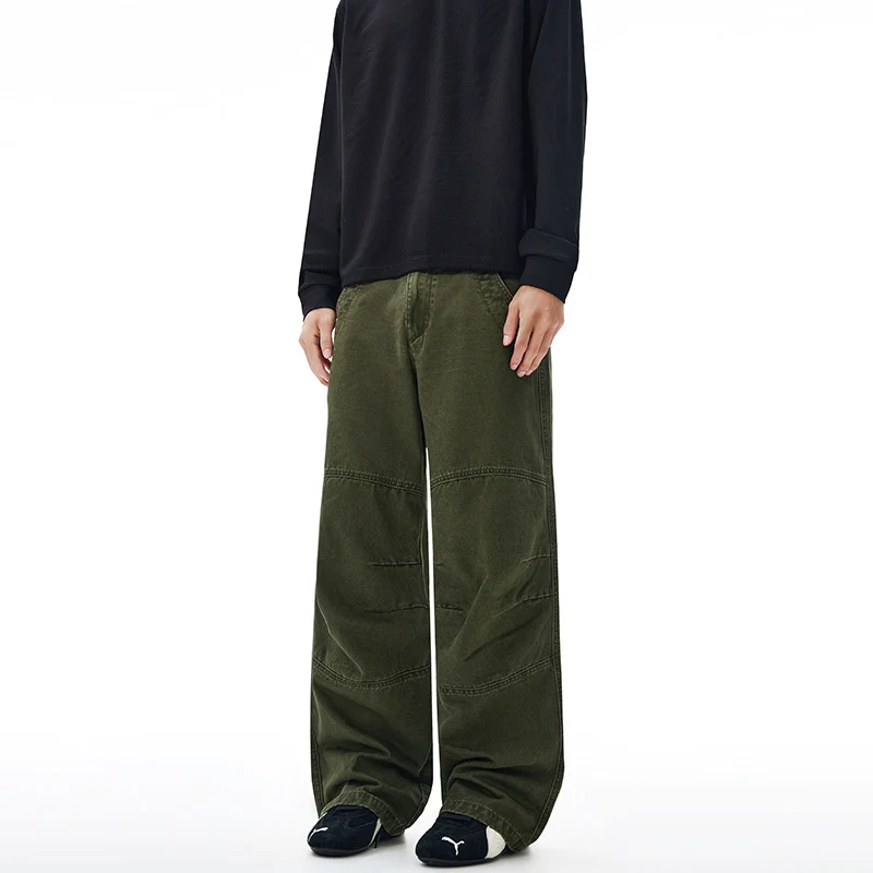 Herren Weite Paneel-Baggyhose aus Baumwoll-Twill mit Knieabnähern Nord Taschen