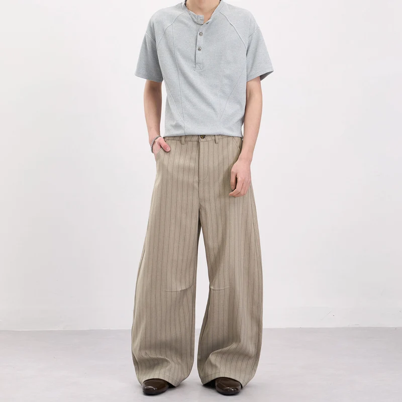 Herren Weite Nadelstreifen-Hose mit extra weitem Bein und hoher Taille Nord Taschen