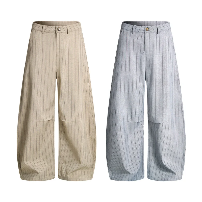 Herren Weite Nadelstreifen-Hose mit extra weitem Bein und hoher Taille Nord Taschen