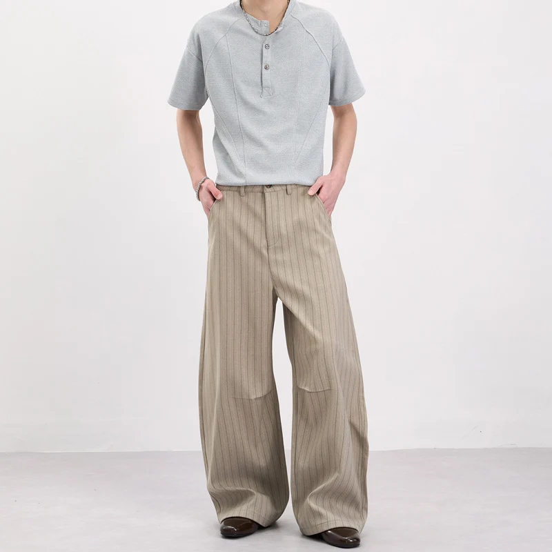 Herren Weite Nadelstreifen-Hose mit extra weitem Bein und hoher Taille Nord Taschen