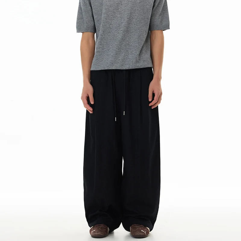 Herren Weite Leinen-Baumwoll-Hose mit Kordelzug und Taschen Nord Taschen