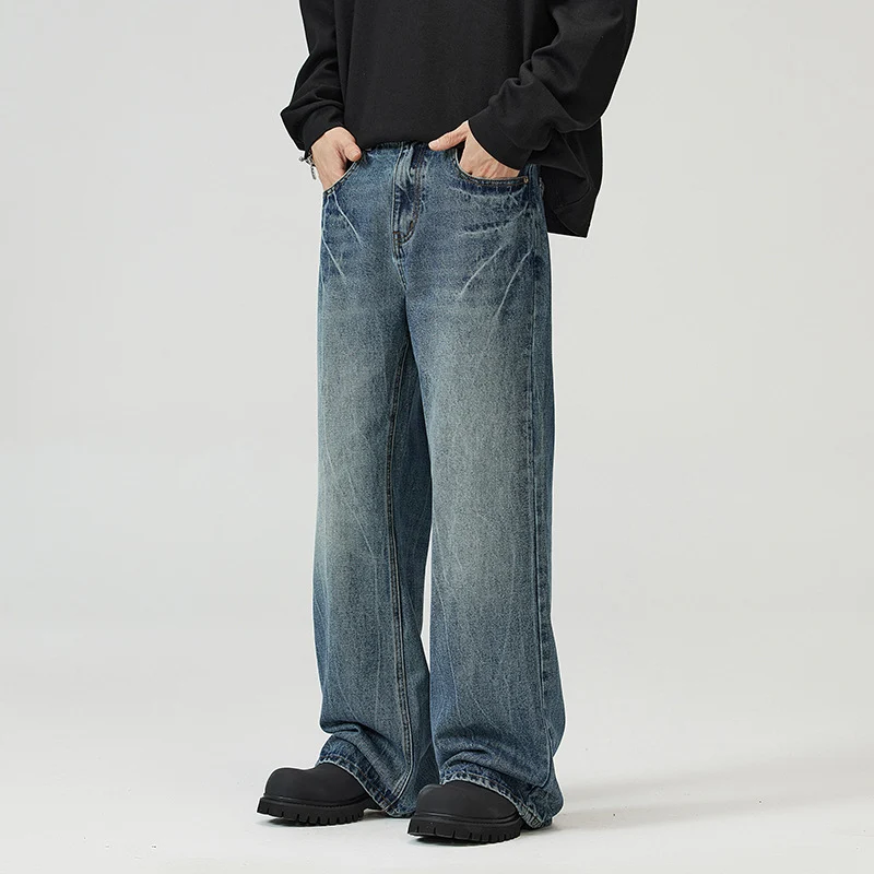 Herren weite Jeans im Relaxed‑Schnitt mit tiefer Bundhöhe und Used‑Optik Nord Taschen