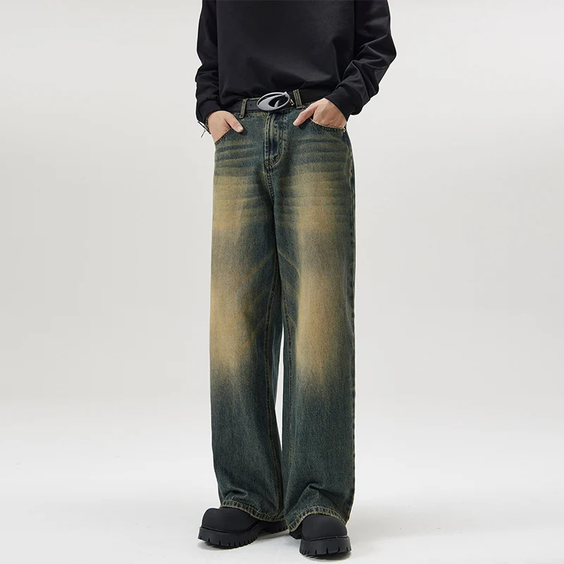 Herren Weite Jeans im lockeren Schnitt mit hoher Taille und Used-Effekt Nord Taschen
