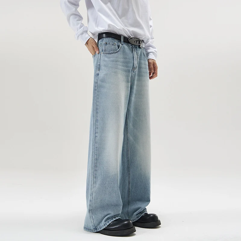Herren Weite Jeans im lockeren Schnitt mit hoher Taille und Used-Effekt Nord Taschen