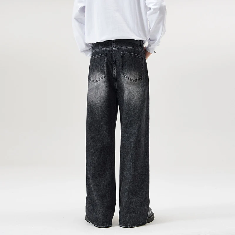 Herren Weite Jeans im lockeren Schnitt mit hoher Taille und Used-Effekt Nord Taschen