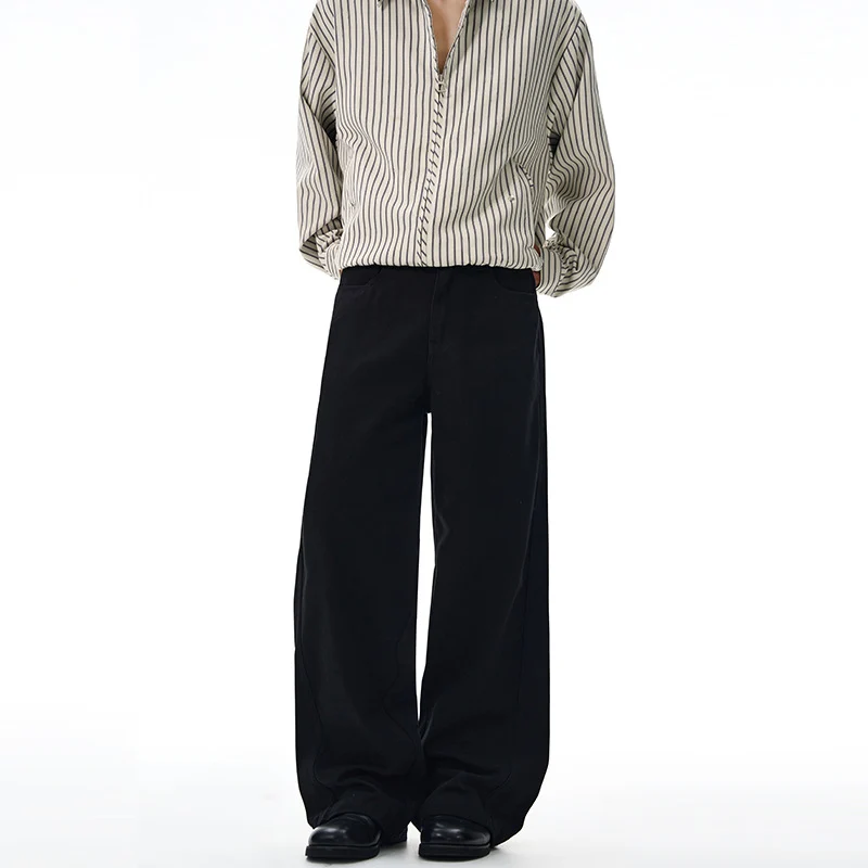 Herren Weite High‑Waist Denimhose mit weitem Bein und Cleanem Minimaldesign Nord Taschen