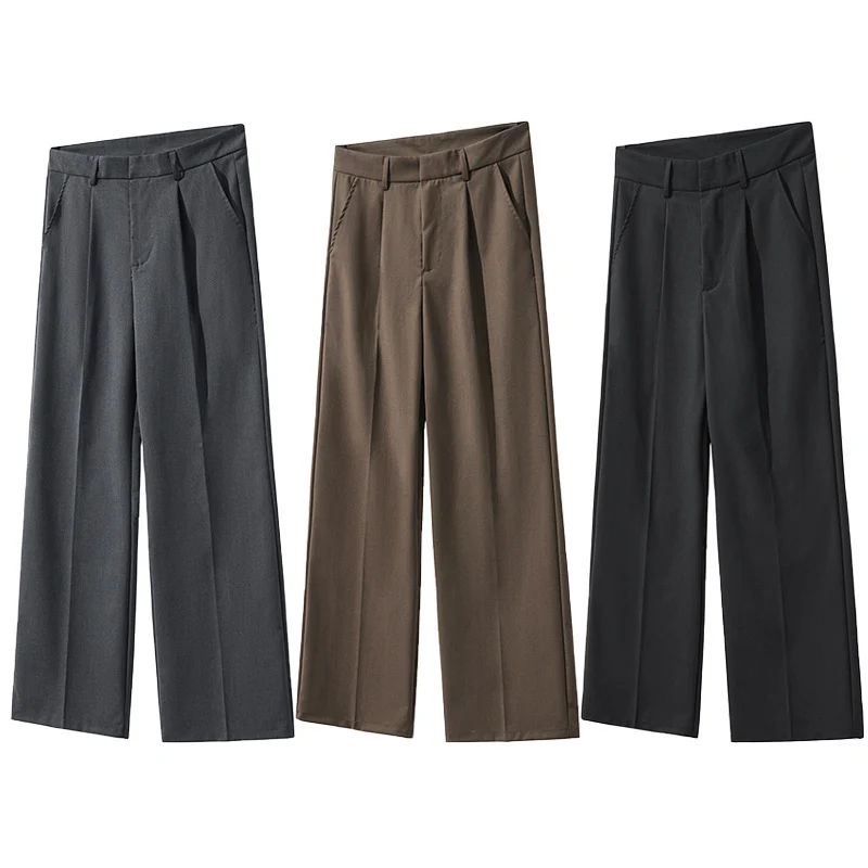 Herren Weite High-Waist Anzughose mit Bügelfalte und Bundfalte Nord Taschen