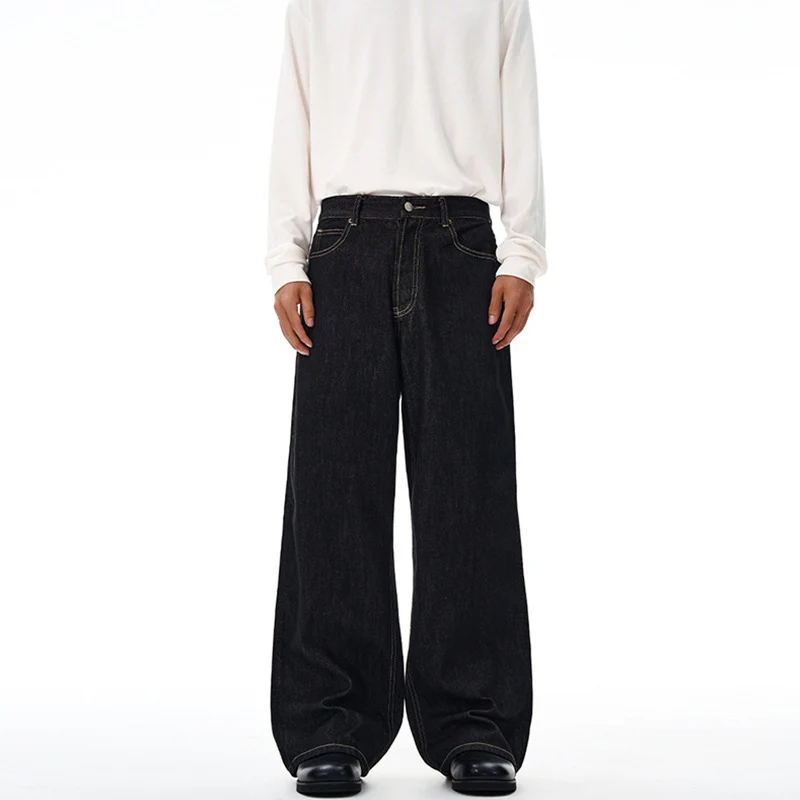 Herren Weite gerade geschnittene Selvedge-Denimhose mit Umschlag Nord Taschen