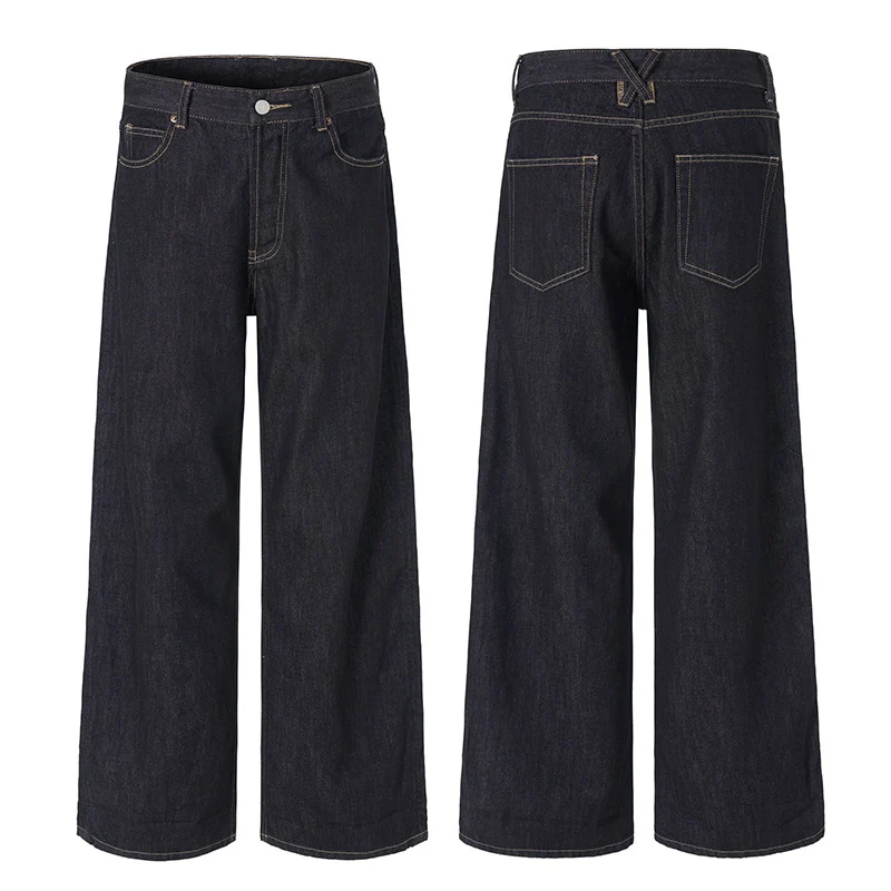 Herren Weite gerade geschnittene Selvedge-Denimhose mit Umschlag Nord Taschen