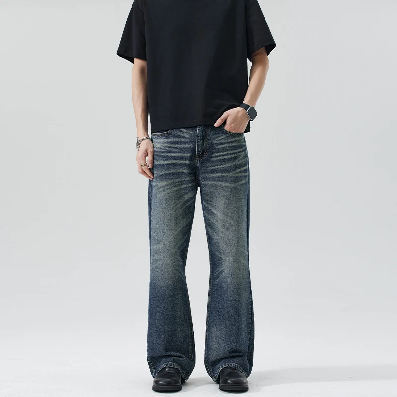 Herren Weite Flared-Jeans im Vintage-Look mit Whisker-Effekt Nord Taschen
