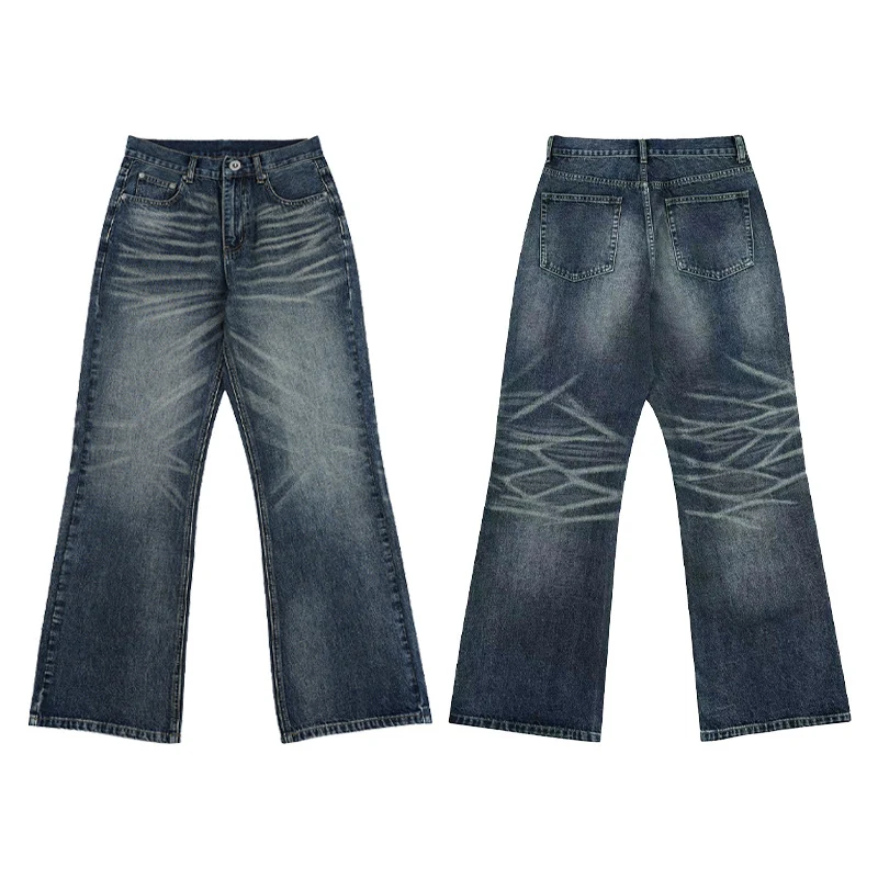 Herren Weite Flared-Jeans im Vintage-Look mit Whisker-Effekt Nord Taschen