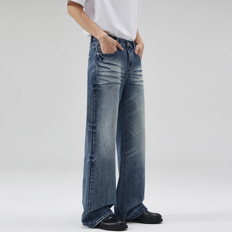 Herren Weite Five-Pocket-Jeans im Marlene-Baggy-Schnitt mit Used-Effekten Nord Taschen
