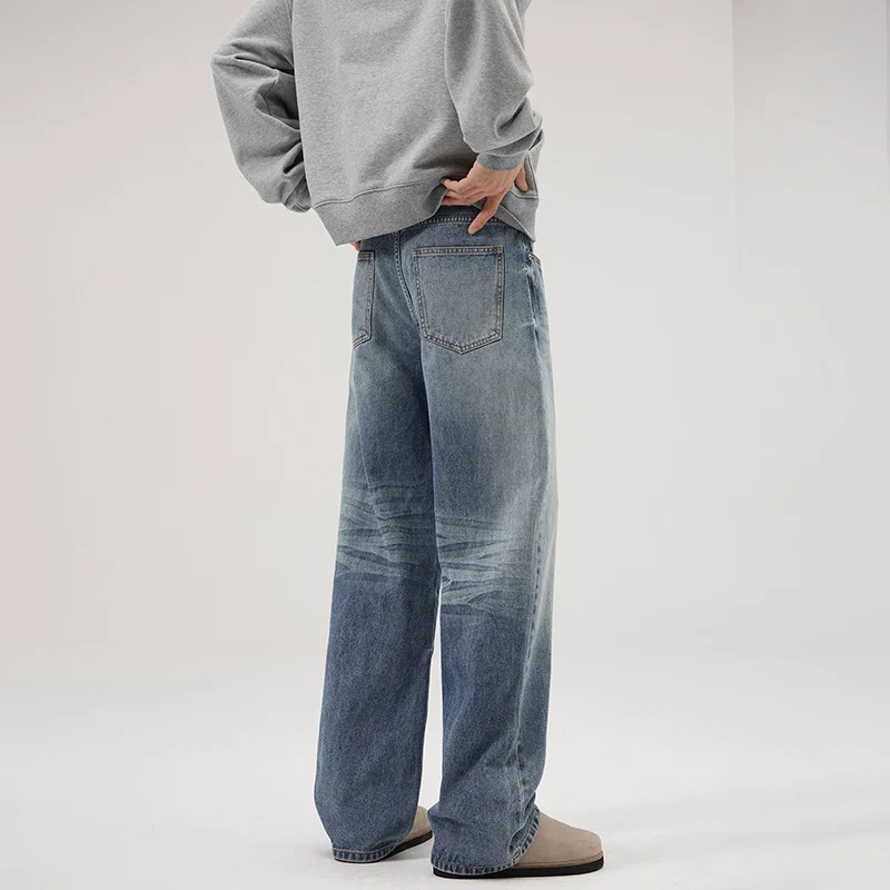 Herren Weite Denim-Jeans mit geradem Bein und Vintage-Waschung Nord Taschen