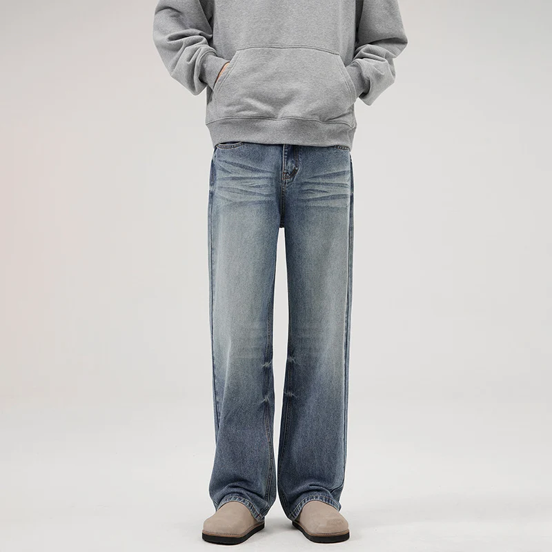 Herren Weite Denim-Jeans mit geradem Bein und Vintage-Waschung Nord Taschen