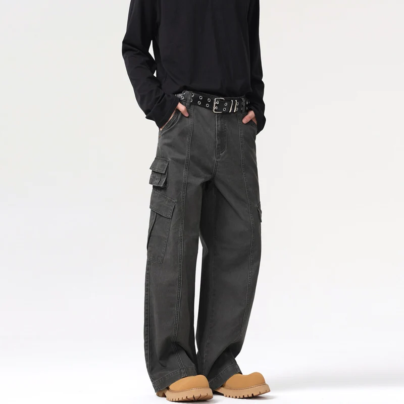 Herren Weite Canvas‑Cargohose im Utility‑Look mit Mehrfach‑Taschen und markanten Nahtpaneelen Nord Taschen