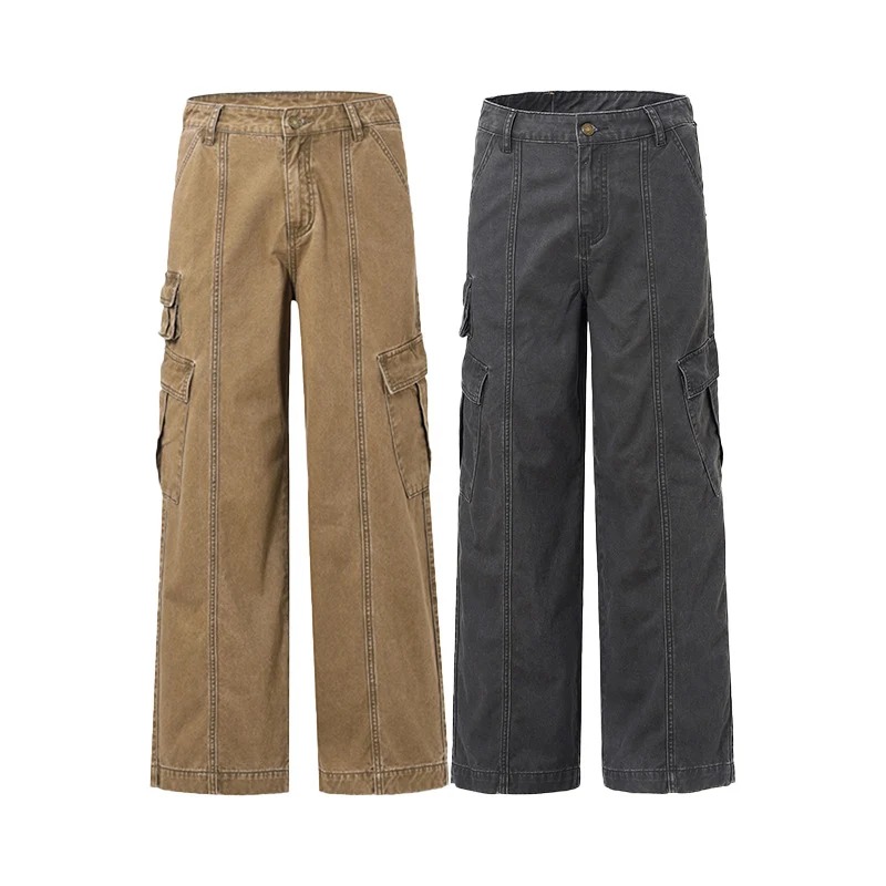 Herren Weite Canvas‑Cargohose im Utility‑Look mit Mehrfach‑Taschen und markanten Nahtpaneelen Nord Taschen
