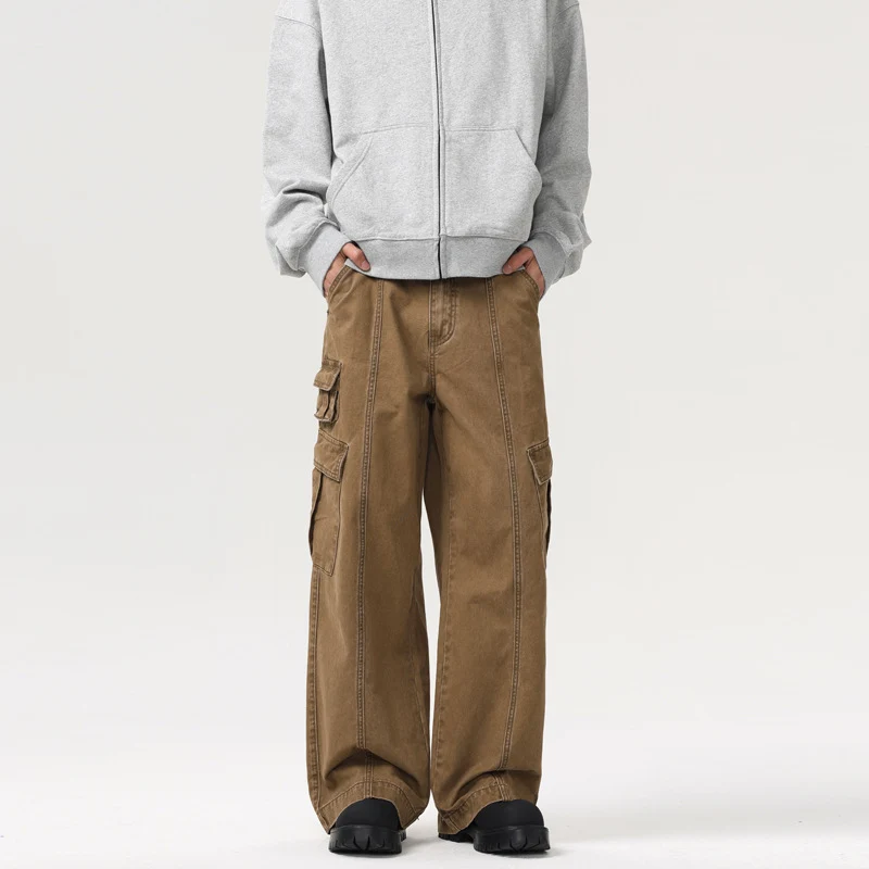 Herren Weite Canvas‑Cargohose im Utility‑Look mit Mehrfach‑Taschen und markanten Nahtpaneelen Nord Taschen