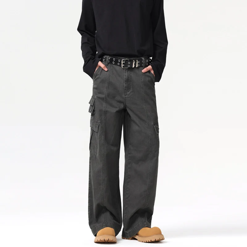 Herren Weite Canvas‑Cargohose im Utility‑Look mit Mehrfach‑Taschen und markanten Nahtpaneelen Nord Taschen