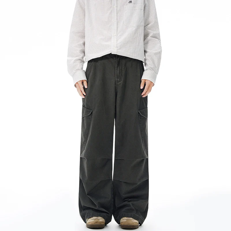 Herren Weite Canvas-Cargohose im Baggy-Schnitt mit extra weitem Bein, Knieabnähern und aufgesetzter Seitentasche Nord Taschen