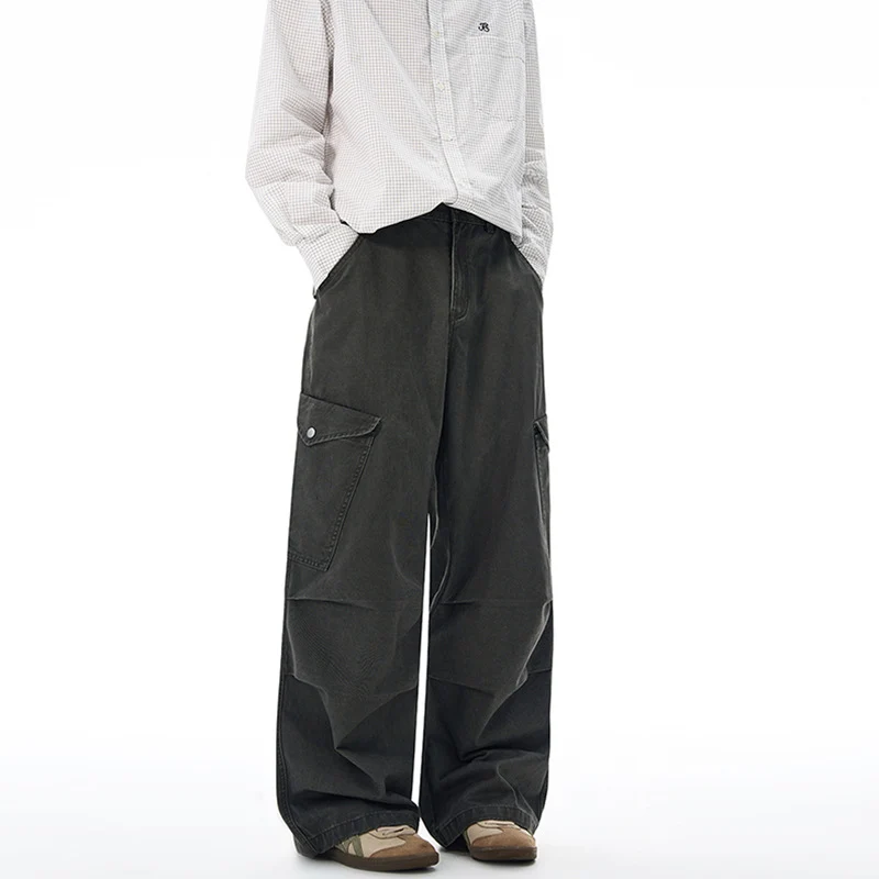 Herren Weite Canvas-Cargohose im Baggy-Schnitt mit extra weitem Bein, Knieabnähern und aufgesetzter Seitentasche Nord Taschen