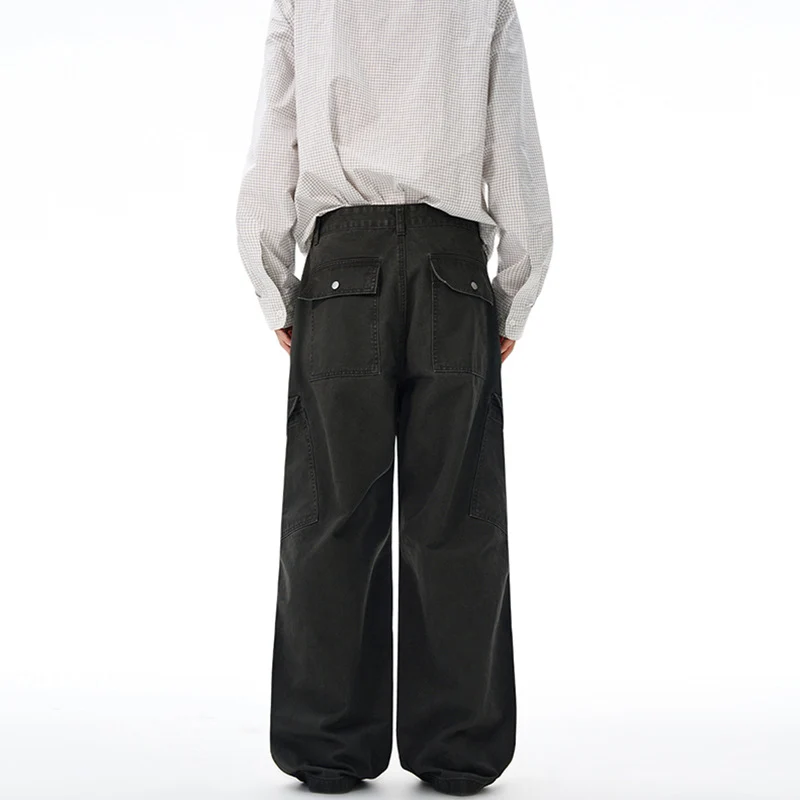 Herren Weite Canvas-Cargohose im Baggy-Schnitt mit extra weitem Bein, Knieabnähern und aufgesetzter Seitentasche Nord Taschen