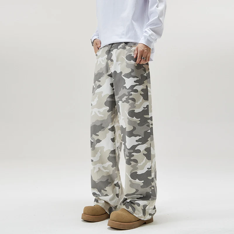 Herren Weite Camouflage-Twill-Hose im Oversize-Baggy-Schnitt Nord Taschen