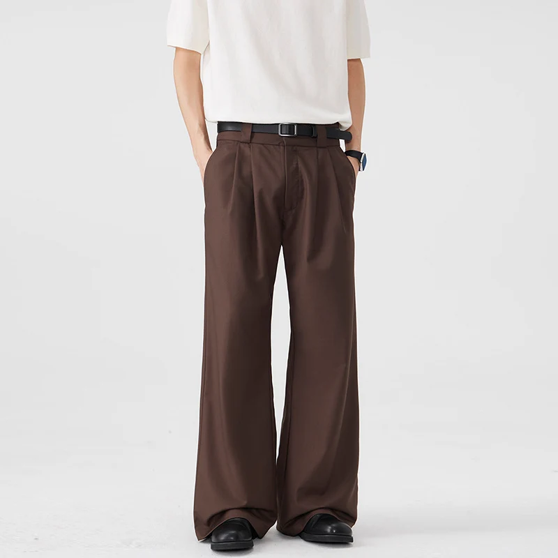 Herren Weite Bundfalten-Hose mit hoher Taille und Stretch-Baumwollmix Nord Taschen
