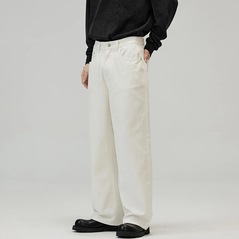 Herren Weite Baumwoll‑Twill‑Hose mit hohem Bund und geradem Bein Nord Taschen