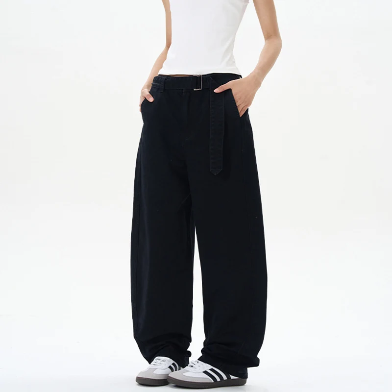 Herren Weite Baumwoll-Baggyhose mit tiefem Schritt und verlängertem Saum Nord Taschen