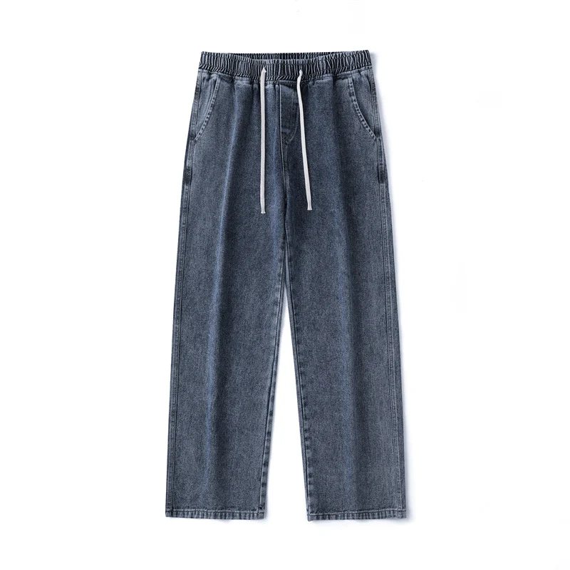 Herren Weitbeinige Denim-Baggyhose mit Tunnelzugbund und geradem Saum Nord Taschen