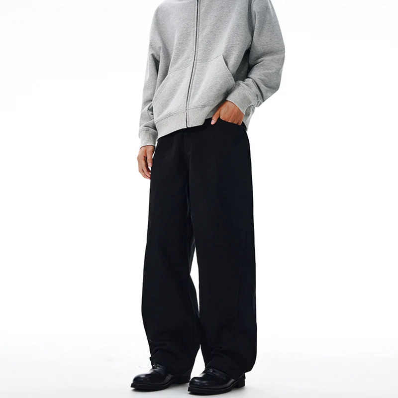 Herren Weit geschnittene Twill-Hose mit strukturierter Canvas-Optik und langen Saumfalten Nord Taschen