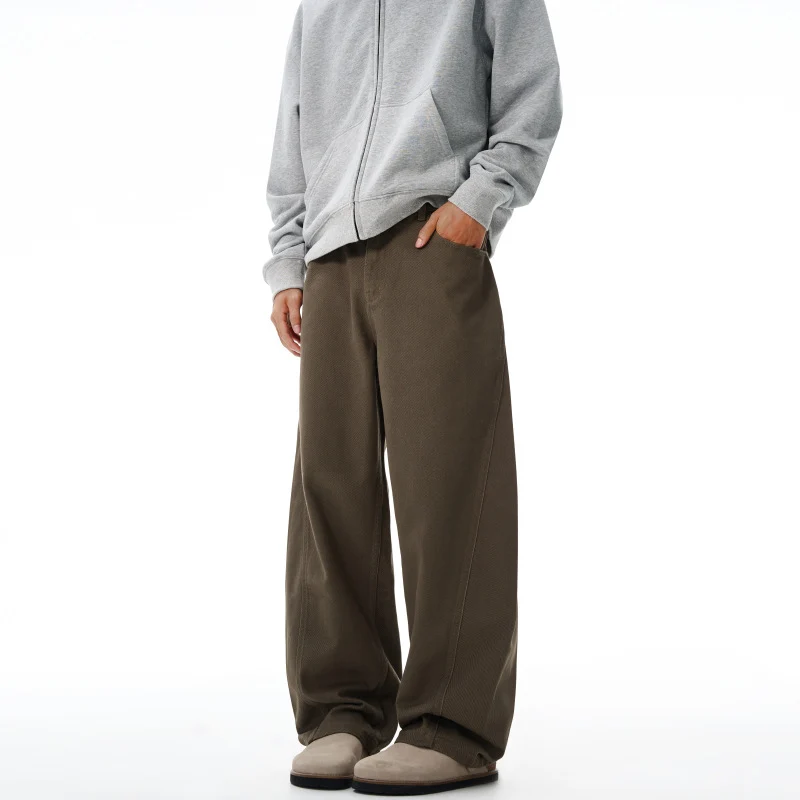 Herren Weit geschnittene Twill-Hose mit strukturierter Canvas-Optik und langen Saumfalten Nord Taschen