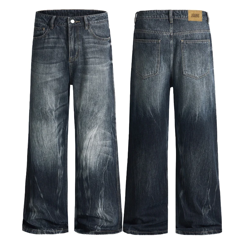 Herren Weit geschnittene Flared-Denim-Jeans mit intensiver Vintage-Waschung Nord Taschen