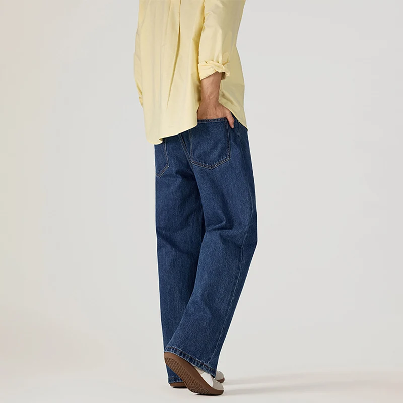 Herren Weit geschnittene Denim-Palazzo-Hose mit fließendem Beinverlauf Nord Taschen