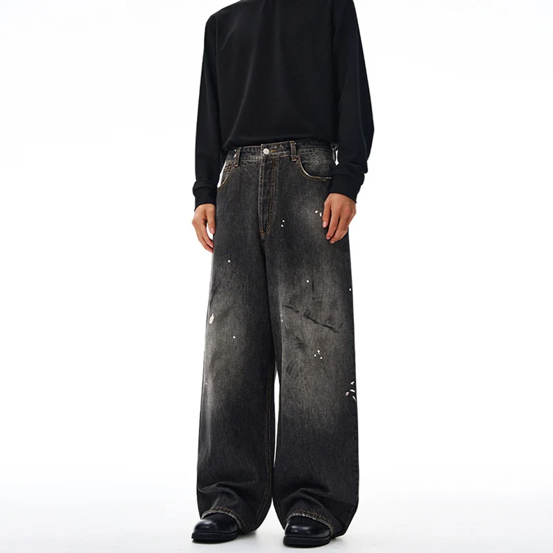 Herren Weit geschnittene Denim-Hose im bodenlangen Baggy-Stil mit dezenter Paint-Splatter-Optik Nord Taschen