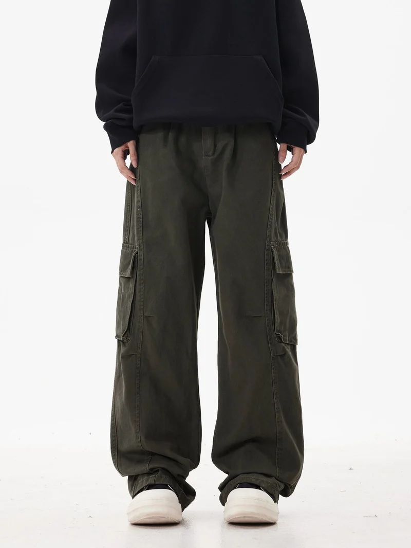 Herren Utility-Cargohose im Oversize-Twill mit tiefem Schritt und aufgesetzten Pattentaschen Nord Taschen