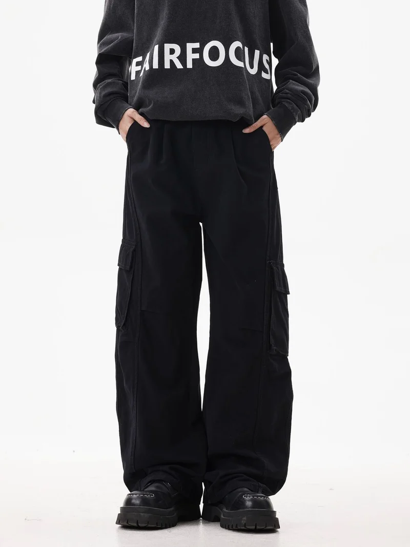 Herren Utility-Cargohose im Oversize-Twill mit tiefem Schritt und aufgesetzten Pattentaschen Nord Taschen