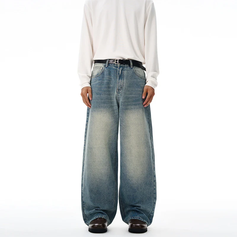 Herren Ultraweite Vintage-Denim Baggy-Jeans mit tiefer Schrittkurve und bodenlanger Saumlinie Nord Taschen